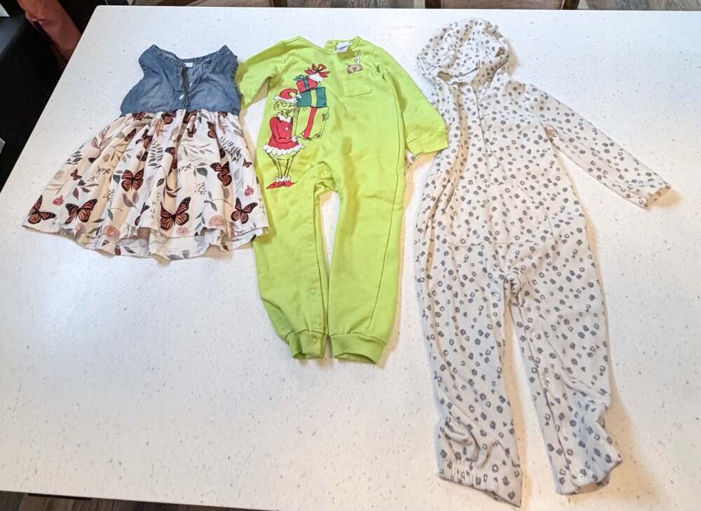 Size 24 month girls set of three. One dress, two rompers.